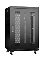 Cabeus ND-05C-18U60/60-BK Шкаф телекоммуникационный 19" напольный 18U 600x600x988mm (ШхГхВ) передняя и задняя перфорированные двери, ручка с замком, цвет черный (RAL 9004)