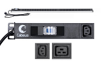 Cabeus PDU-16-14C13-10C19-B Блок распределения питания для 19" шкафов, вертикальный, 10 розеток IEC 320 C19, 14 розеток IEC 320 C13, 16А, автомат защиты, алюминиевый корпус, шнур с вилкой Schuko 2м