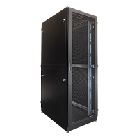 Шкаф серверный напольный 42U (800 × 1000) двойные перфорированные двери 2 шт., цвет черный, ШТК-М-42.8.10-88АА-9005