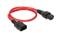 Шнур питания термостойкий с фиксатором IEC60320 C13 / IEC60320 C14, 10А, 250В (3×1,5), 1м, красный, R-10-Cord60-C13-C14-1.0-Red