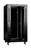Cabeus SH-05C-22U60/60-BK Шкаф телекоммуникационный 19" напольный 22U 600x600x1166mm (ШхГхВ) передняя стеклянная и задняя сплошная металлическая двери, ручка с замком, цвет черный (RAL 9004)