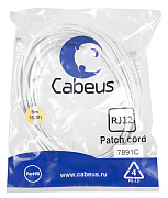 Cabeus PC-TEL-RJ12-5m Патч-корд 6p4c телефонный, 5 м, белый