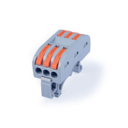 Cabeus PCT-223D Клемма соединительная универсальная проходная 3 полюса с рычагом на DIN-рейку 0,08-2,5/4,0 (1шт)