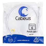 Cabeus PC-UTP-RJ45-Cat.6-3m-WH Патч-корд U/UTP, категория 6, 2xRJ45/8p8c, неэкранированный, белый, P