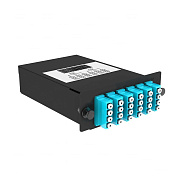 Cabeus FO-OM3-2x12MPO(m)/U-24xLC/U-A-BK Кассета кроссовая 2 разъема MPO/UPC (male) 50/125 OМ3, на 24 LC/UPС (6 QLC/UPC),  черный