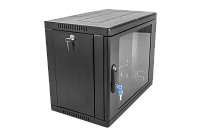 Шкаф телекоммуникационный настенный сварной 9U (600 × 530) съёмные стенки, дверь стекло, чёрный, ШРН-9.500-9005