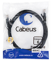 Cabeus PC-UTP-RJ45-Cat.6-1.5m-BK Патч-корд U/UTP, категория 6, 2xRJ45/8p8c, неэкранированный, черный, PVC, 1.5м