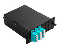Cabeus FO-4K-3QLC/U-1MPO/U(m)-MM503-BK-T Оптическая кассета в сборе, розетки LC/MM-quad - 3шт. - MPO/UPC - 1шт., гидра MPO/UPC male - 12LC/UPC - 1шт., MM50(ОМ3), черная
