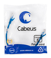 Cabeus PC-UTP-RJ45-Cat.6-0.3m-BL Патч-корд U/UTP, категория 6, 2xRJ45/8p8c, неэкранированный, синий, PVC, 0.3м