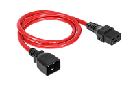 Шнур питания термостойкий с фиксатором IEC60320 C19 / IEC60320 C20, 16А, 250В (3×2,5), 1м, красный, R-16-Cord60-C19-C20-1.0-Red