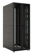 Шкаф серверный ПРОФ напольный 48U (800 × 1000) двери двойные перф. 2 шт., черный, в сборе, ШТК-СП-48.8.10-88АА-9005