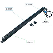Cabeus SMART-PDU-16-1P-36C13-6C19-I309-M Блок распределения питания, вертикальный, 36 розеток IEC 320 C13, 6 розеток IEC 320 C19, 1 фаза, 16А, 1х16А, автомат защиты, 250В, мониторинг, шнур 3м 3х2,5мм с вилкой IEC 60309