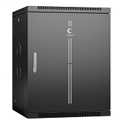 Шкаф телекоммуникационный настенный 19" 15U 600x600x769mm (ШхГхВ) дверь металл, цвет черный (RAL 900