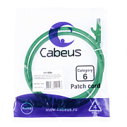 Cabeus PC-UTP-RJ45-Cat.6-1.5m-GN-LSZH Патч-корд U/UTP, категория 6, 2xRJ45/8p8c, неэкранированный, зеленый, LSZH, 1.5м