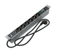 Гор блок розеток Rem-2SMC3, монит, измер, управл, 1×16А, 6S, 19'', шнур 1,8 м, R-2SMC3-16-6xS-MCL-440-1.8