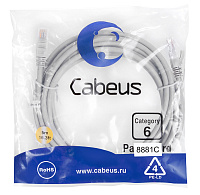 Cabeus PC-UTP-RJ45-Cat.6-5m-LSZH Патч-корд U/UTP, категория 6, 2xRJ45/8p8c, неэкранированный, серый, LSZH, 5м