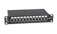 Cabeus PL-12-Cat.6 10"-SH-Dual IDC Патч-панель 10", установочный размер 236 мм, 12 портов RJ-45 полностью экранированная, категория 6, Dual IDC