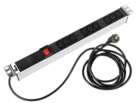 ЦМО R-16-9C13-V-440-3 Блок розеток Rem-16 с выкл., 9 IEC 60320 C13, 16A, алюм., 19", шнур 3 м., R-16-9C13-V-440-3