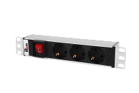 ЦМО R-10-3S-V-220-Z Блок розеток Rem-10 без шнура с выкл., 3 Sсhuko, вход IEC 60320 C14, 10A, алюм., 10", R-10-3S-V-220-Z