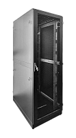 Шкаф серверный напольный 48U (600 × 1200) дверь перфорированная 2 шт., цвет черный, ШТК-М-48.6.12-44АА-9005