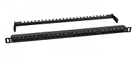 Cabeus PLHD-24-Cat.6a-Dual-180-0,5U Патч-панель высокой плотности 19" (0,5U), 24 порта RJ-45, категория 6a, Dual IDC,180 градусов, с задним кабельным организатором