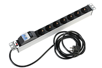 ЦМО R-16-7S-A-440-3 Блок розеток Rem-16 с авт. 16А, 7 Schuko, алюм., 19", шнур 3 м. R-16-7S-A-440-3