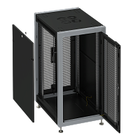 SYSMATRIX SL 6027.934 Шкаф монтажный телекоммуникационный 19" напольный 27U 600x1000x1330mm (ШхГхВ) передняя дверь перфорированная, задняя дверь двухстворчатая перфорированная, поворотная ручка с замком, цвет черный (RAL 9004/RAL 7000)