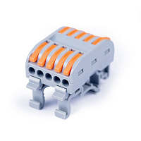 Cabeus PCT-225D Клемма соединительная универсальная проходная 5 полюсов с рычагом на DIN-рейку 0,08-2,5/4,0 (1шт)