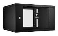 Cabeus WSC-05D-6U55/45-BK Шкаф телекоммуникационный настенный 19" 6U, серия LIGHT разборный, дверь стекло, цвет черный