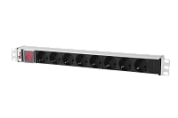 ЦМО R-10-8S-V-440-Z Блок розеток Rem-10 без шнура с выкл., 8 Sсhuko, вход IEC 60320 C14, 10A, алюм., 19", R-10-8S-V-440-Z
