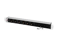ЦМО R-10-6S-5C13-I-440-Z Блок розеток Rem-10 без шнура с инд., 6 Sсhuko, 5 IEC 60320 C13, вход IEC 60320 C14, 10A, алюм., 19", R-10-6S-5C13-I-440-Z