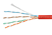 Cabeus UTP-4P-Cat.5e-SOLID-LSZH-RD-50 Кабель витая пара UTP (U/UTP), категория 5e, 4 пары (24 AWG), одножильный, красный, LSZH, нг(А)-HF, (50 м)