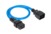Шнур питания термостойкий с фиксатором IEC60320 C19 / IEC60320 C20, 16А, 250В (3×2,5), 0,5м, синий, R-16-Cord60-C19-C20-0.5-Blue