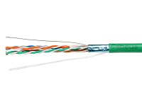 Cabeus FTP-4P-Cat.5e-SOLID-LSLTx-GN-50 Кабель витая пара экранированная FTP (F/UTP), категория 5e, 4 пары (24 AWG), одножильный, зеленый, экран - фольга, нг(А)-LSLTx, (50 м)