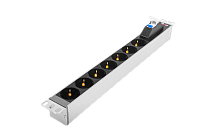 Блок силовых розеток Rem Rem-16, Shuko х 7, вход колодка, 45х484х45 мм (ВхШхГ), 16А, автомат, без шнура