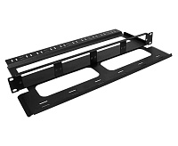 Cabeus FO-19-4K-S-1U-BK-T Кроссовая стоечная панель, 19", до 4 кассет/модулей, с полкой и задним кабельным организатором (пустая), черная