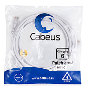 Cabeus PC-UTP-RJ45-Cat.6-5m-WH Патч-корд U/UTP, категория 6, 2xRJ45/8p8c, неэкранированный, белый, P