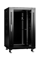 Cabeus SH-05C-18U60/60-BK Шкаф телекоммуникационный 19" напольный 18U 600x600x988mm (ШхГхВ) передняя стеклянная и задняя сплошная металлическая двери, ручка с замком, цвет черный (RAL 9004)