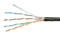 Cabeus UTP-4P-Cat.5e-SOLID-OUT-LSZH-UV-25 Кабель витая пара UTP (U/UTP), категория 5e, 4 пары (24 AWG), одножильный, для внутренней и внешней прокладки (+75 C - -40), LSZH-UV (25 м)