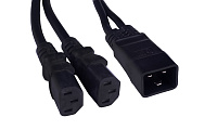 Cabeus PC-IEC20-2xIEC13-1.5-0.3M Кабель питания (C20 - 2xC13) (3x1.5), черный, 0.3 м