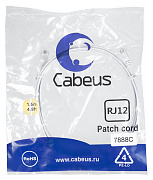 Cabeus PC-TEL-RJ12-1.5m Патч-корд 6p4c телефонный, 1.5 м, белый