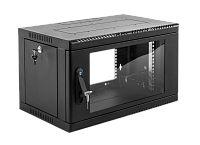 Шкаф телекоммуникационный настенный сварной 6U (600 × 660) съёмные стенки, дверь стекло, чёрный, ШРН-6.650-9005