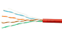 Cabeus UTP-4P-Cat.5e-SOLID-RD-50 Кабель витая пара UTP (U/UTP), категория 5e, 4 пары (24 AWG), одножильный, PVC нг(А)-LS, красный (50 м)