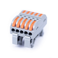 Cabeus MX223-5D Клемма соединительная универсальная проходная 5 полюсов с рычагом на DIN-рейку 0,08-2,5/4,0 (1шт)