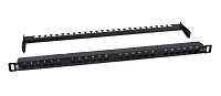 Cabeus PLHD-24-Cat.6a-Dual-180-0,5U Патч-панель высокой плотности 19" (0,5U), 24 порта RJ-45, категория 6a, Dual IDC,180 градусов, с задним кабельным организатором