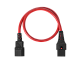 Шнур питания термостойкий с фиксатором IEC60320 C13 / IEC60320 C14, 10А, 250В (3×1,5), 0,5м, красный, R-10-Cord60-C13-C14-0.5-Red