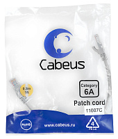 Cabeus PC-SSTP-RJ45-Cat.6a-0.3m-LSZH Патч-корд S/FTP, категория 6а (10G), 2xRJ45/8p8c, экранированный, серый, LSZH, 0.3м