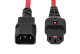 Шнур питания термостойкий с фиксатором IEC60320 C13 / IEC60320 C14, 10А, 250В (3×1,5), 0,5м, красный, R-10-Cord60-C13-C14-0.5-Red