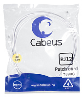 Cabeus PC-TEL-RJ12-3m Патч-корд 6p4c телефонный, 3 м, белый