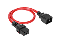 Шнур питания термостойкий с фиксатором IEC60320 C19 / IEC60320 C20, 16А, 250В (3×2,5), 0,5м, красный, R-16-Cord60-C19-C20-0.5-Red